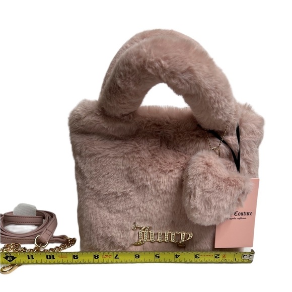 Juicy Couture Dusty Blush Fluffy Mini Tote Bag Purse - Picture 9 of 11